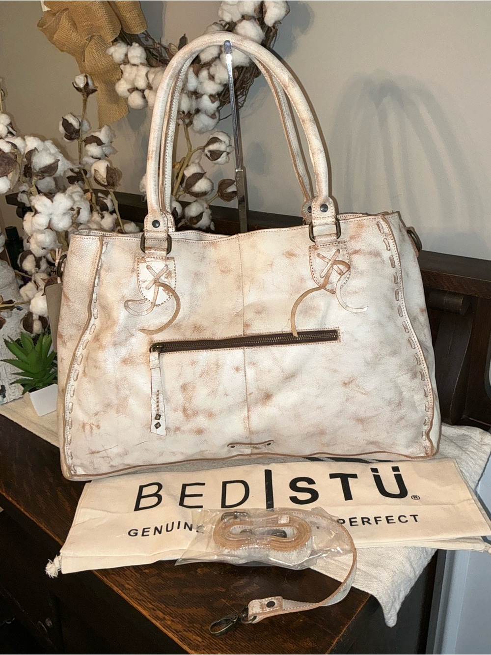 NWT Bed Stu Leather Rockaway Shoulder Crossbody Bag Tote Nectar Lux MSPR $345 - Picture 2 of 16